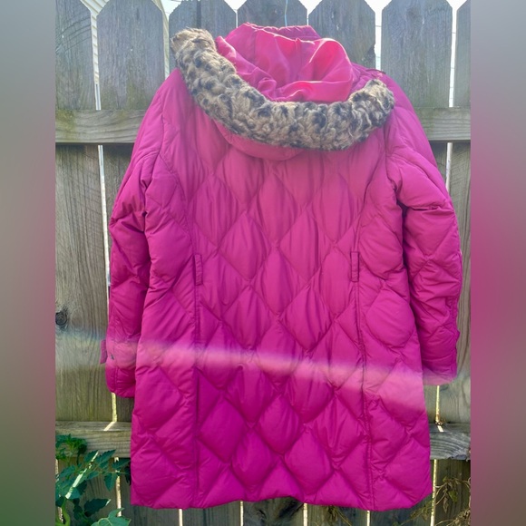 Petite Lands' End Faux-Fur Hood Down Winter Coat Size L/P 14-16 - Picture 9 of 16